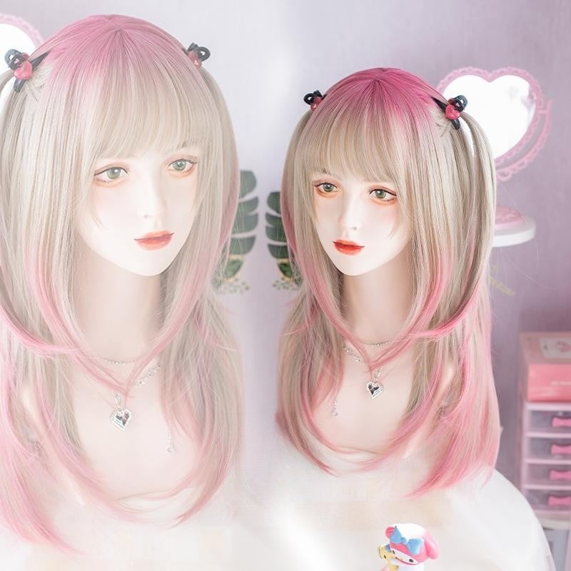 Review for Cos gray-pink gradient wig yv40679 main image 1