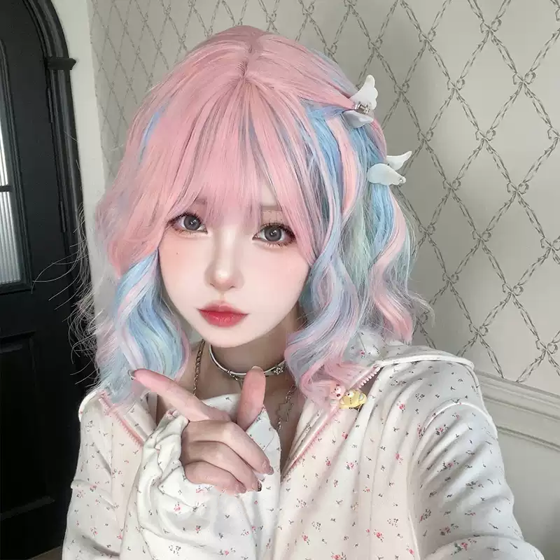 Review for Macaron pink blue gradient wig yv30276 main image 0