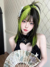 Y2k Black And Green Highlighted Wig yv50429