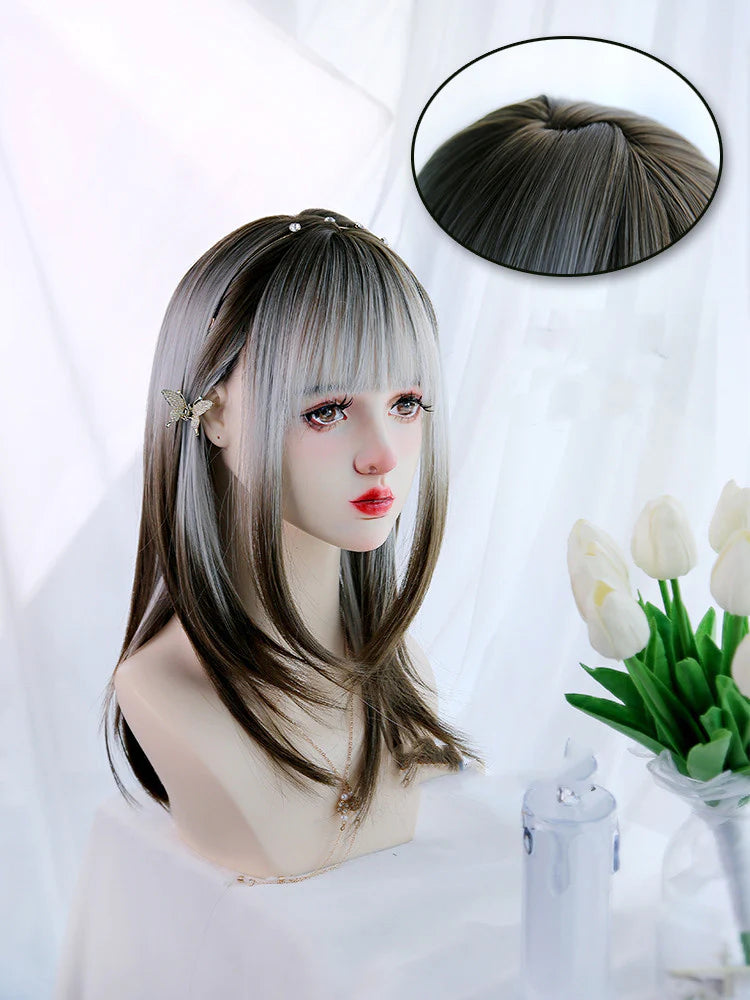 Review for Silver white gradient blue long wig YV43658