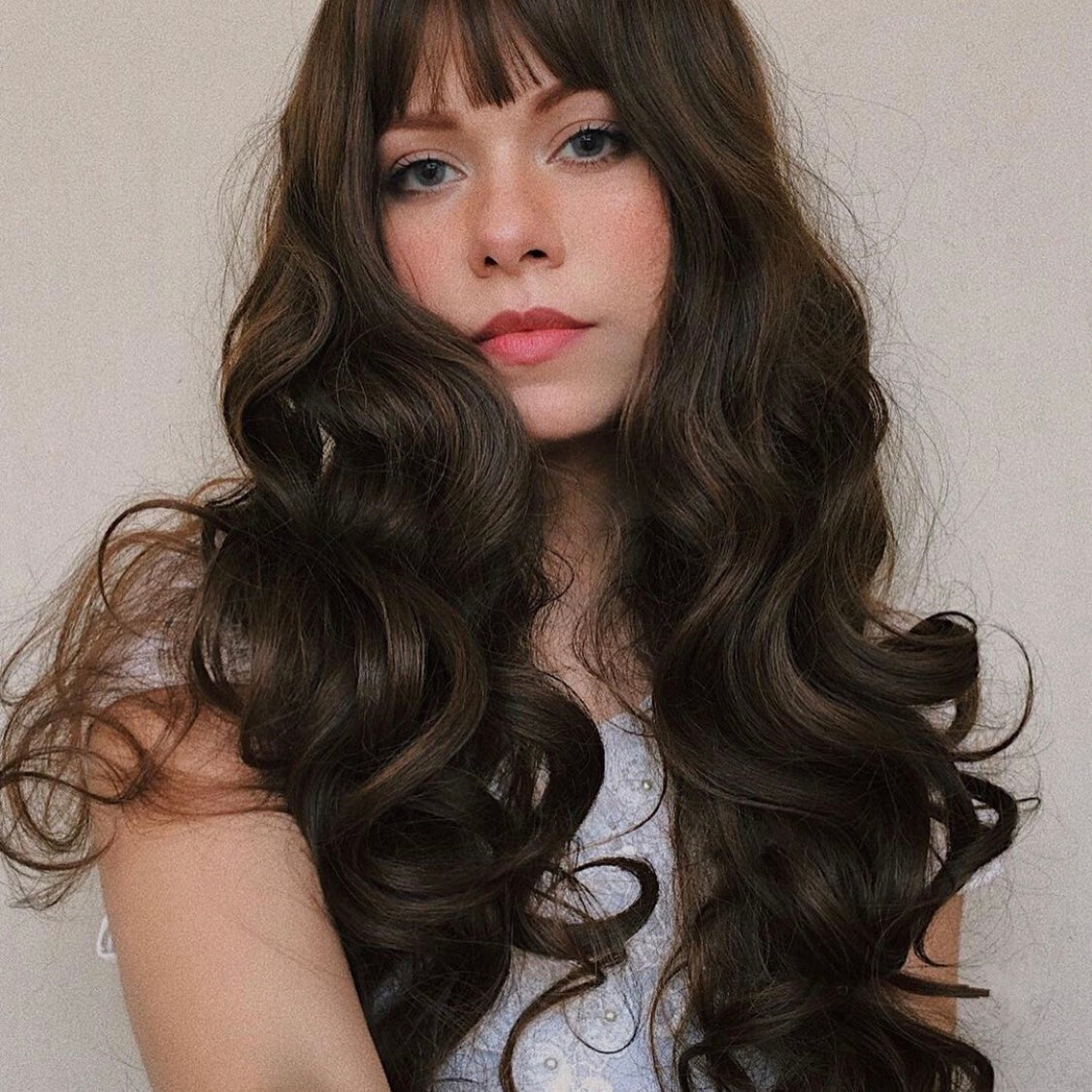 Review For Half Blue Half Powder Big Wave Wig YV40408