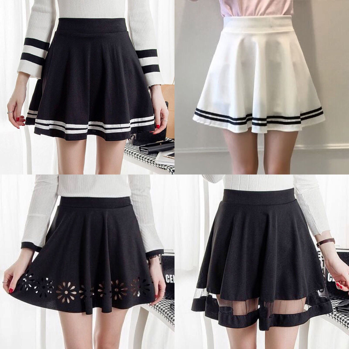 Review For Plaid Shirt + High Waist Skirt YV40347