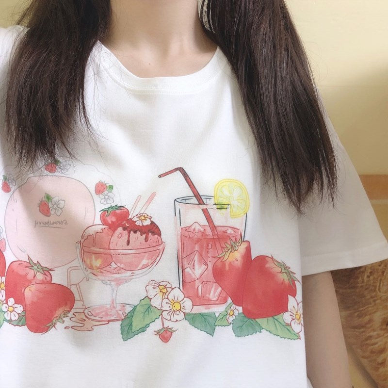 Japanese Sparkly Juicy Watermelon Berries T-shirt SD02634