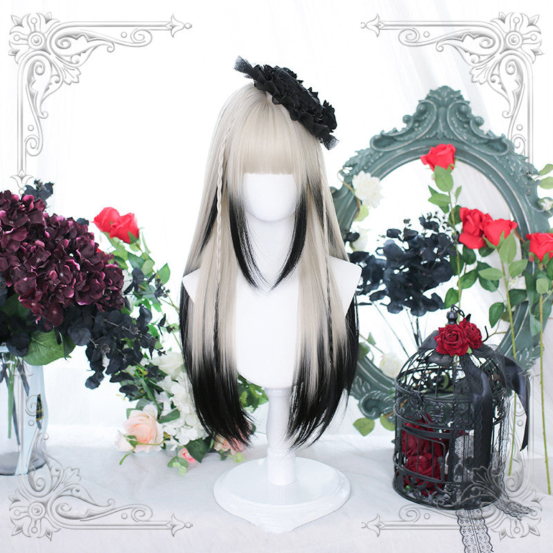 Harajukiu lolita gradient grey pink short wig SD01046 main image 0