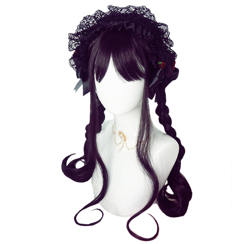 lolita cute purple long curly wig YV47391