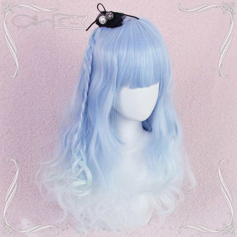 Review for Silver white gradient blue long wig YV43658 main image 0