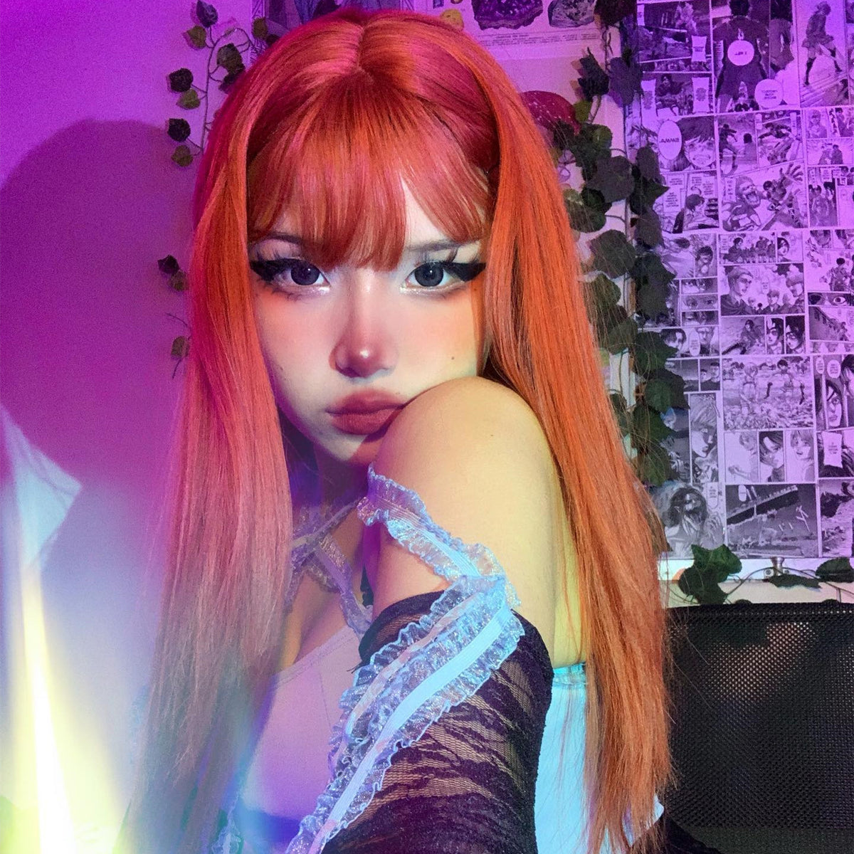 Review for Harajuku orange straight wig YV43017 main image 0