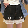 Sweet lace black denim shorts YV50100