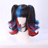 Black, blue and red mixed color wig yv50475