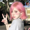 Pink Full Head Cover Shoulder Length Short Wig YV475786