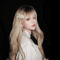 Blonde Dyed Black Long Curly Wig  YV476027