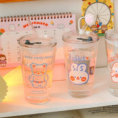 CUTE GLASS WITH STRAW YV60041