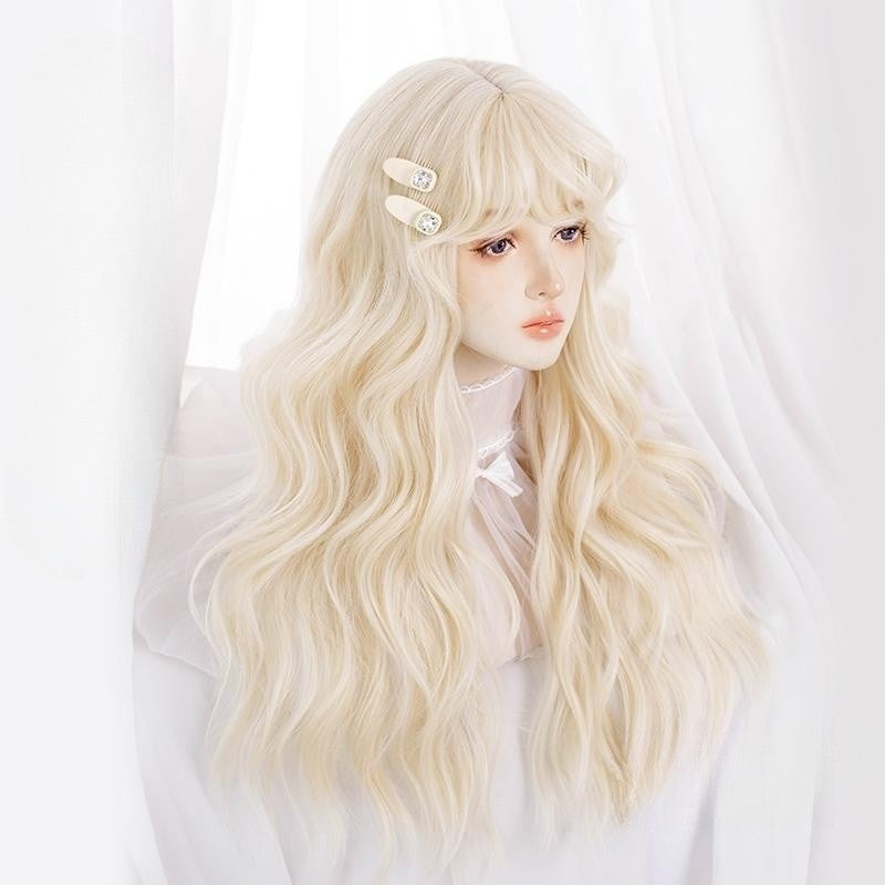 Harajuku Natural Curly Bangs Blonde Wig YV476041