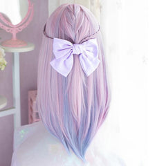 Purple Aqua Blue Two-Color Hanging Ear Dyed Wig YV476026