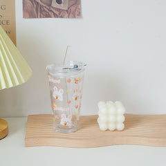CUTE GLASS WITH STRAW YV60041
