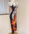 Flame print dress yv31544