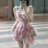 Lace floral suspender dress yv31670