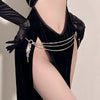 Deep V-neck Hollow  Lingerie Dress   yv32120