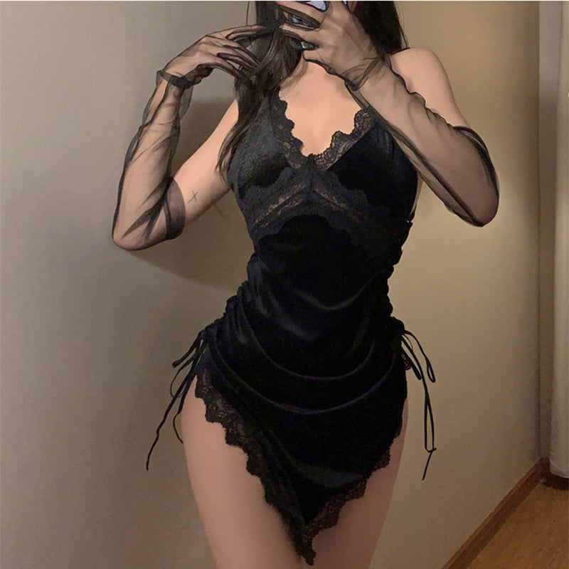 Sexy lace suspender dress yv30987