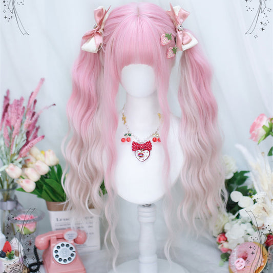 Lolita pink gradient curly wig yv31965