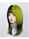 y2k black and green highlighted wig  yv50419