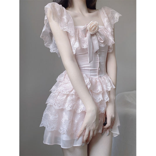 Flower lace cake dress yv31606
