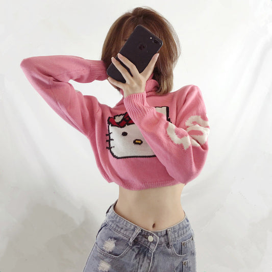 turtleneck pink sweater yv50360