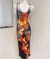 Flame print dress yv31544