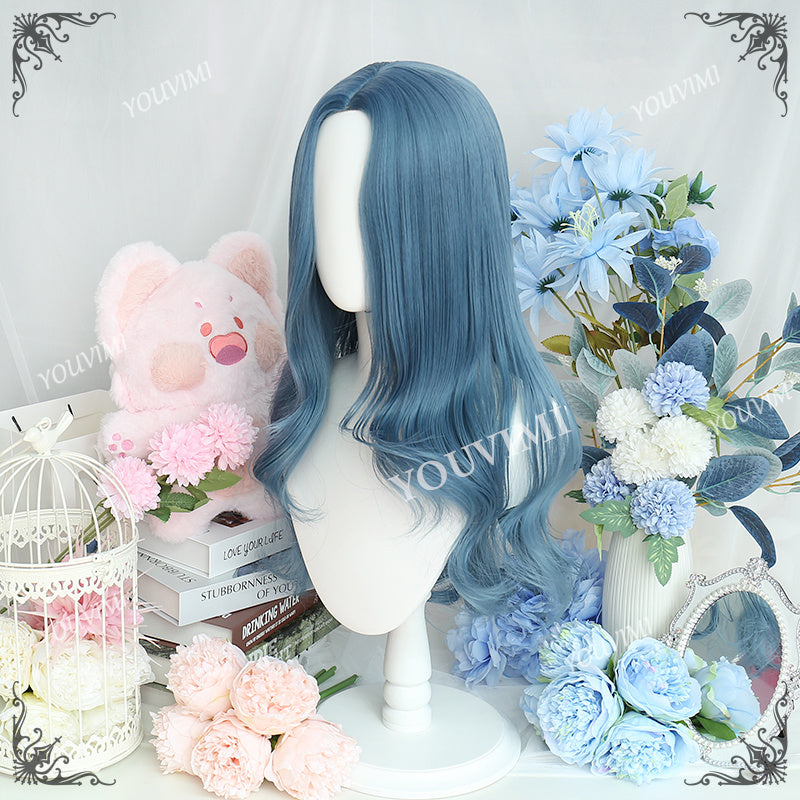 YOUVIMI Original Blue Long Curly Wig PL-2324A