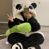 Funny Cartoon Panda Plush Hooded Pajamas Set yv32000