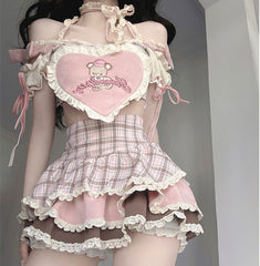 Bear Love Top + Cake Skirt Set yv31530