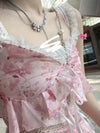Lace floral suspender dress yv31670
