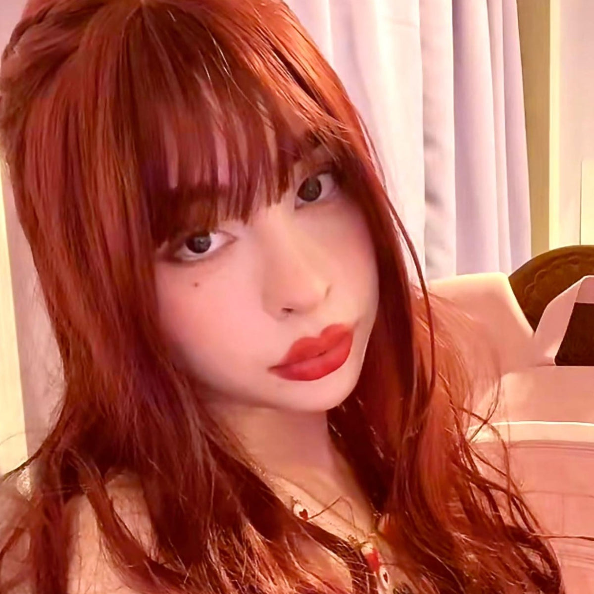 Review for lolita red long curly wig yv42771 main image 1