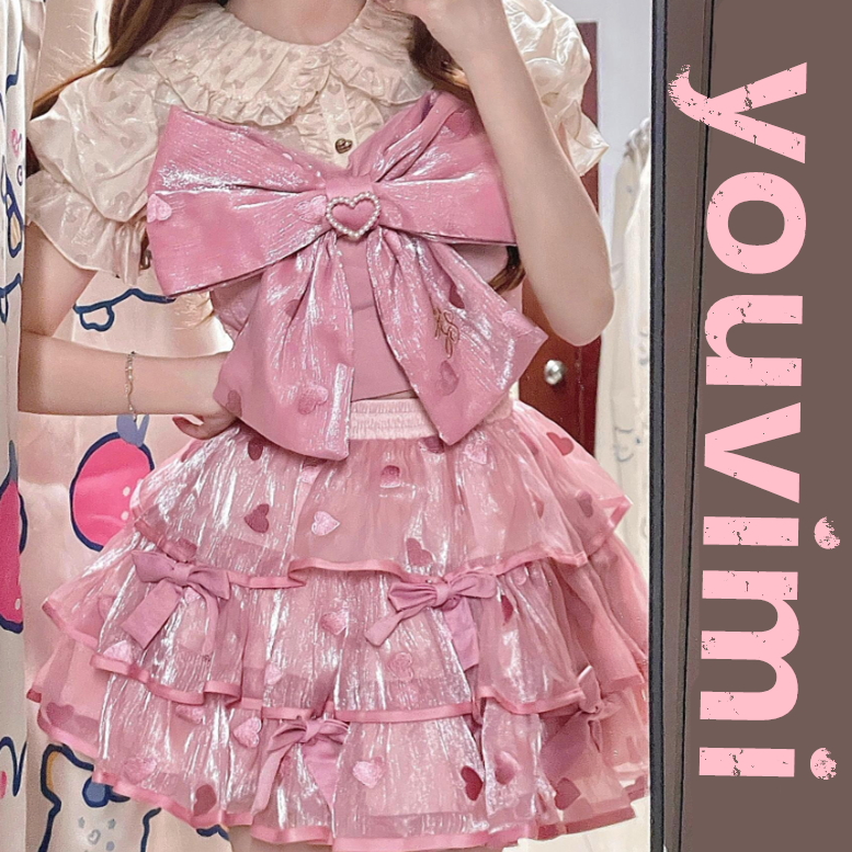Lolita bow shirt + cake skirt yv31558