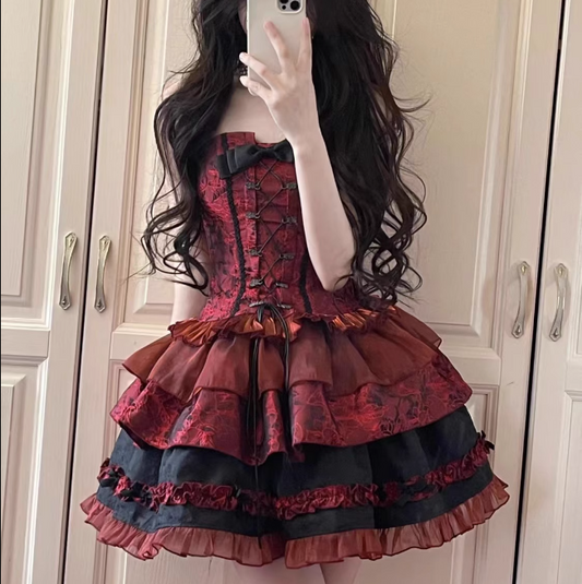 Lolita bow cake skirt suit yv31563