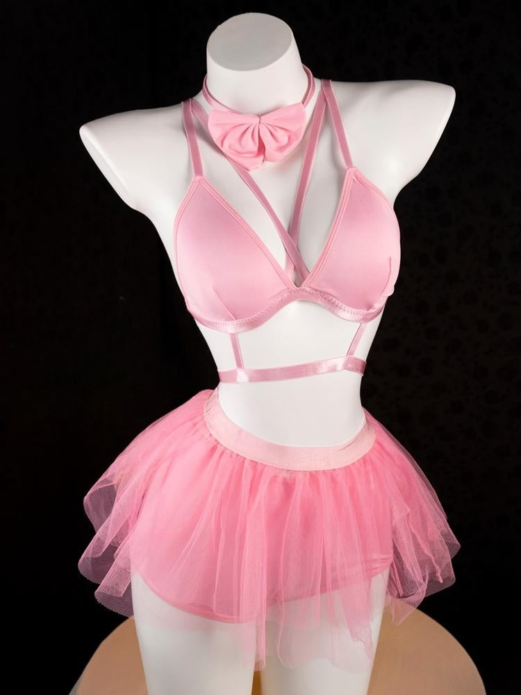 Light Pink Bunny Lingerie Maid Outfit Bodysuit
