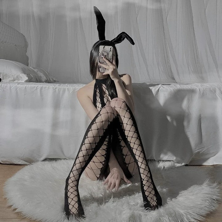 Hollow fishnet stockings jumpsuit yv31660