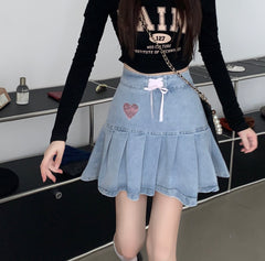 Cute denim pleated skirt YV50093