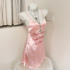 Pink printed slip dress  YV50229