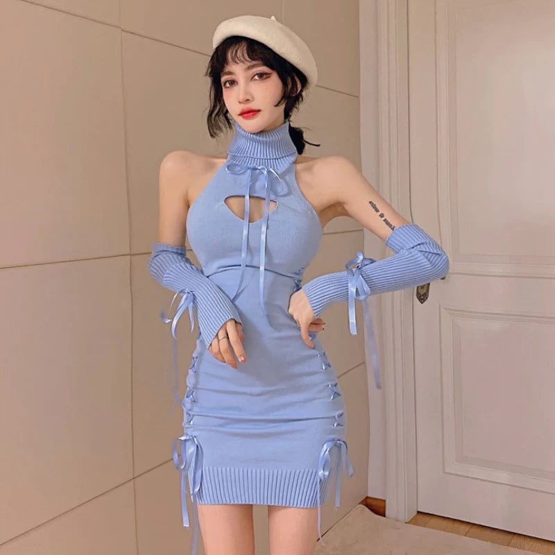 High neck strappy sales dress