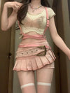 Cute butterfly top + denim skirt yv31673