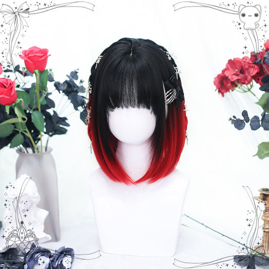 black red short straight wig yv31793