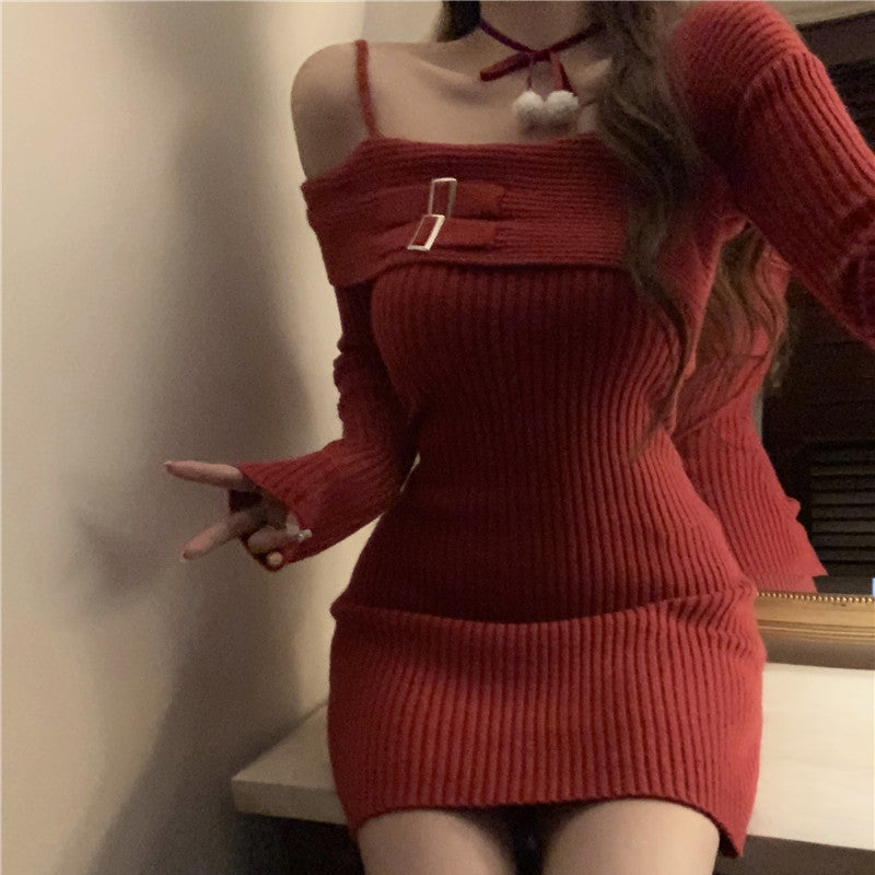One shoulder knitted dress  YV50264