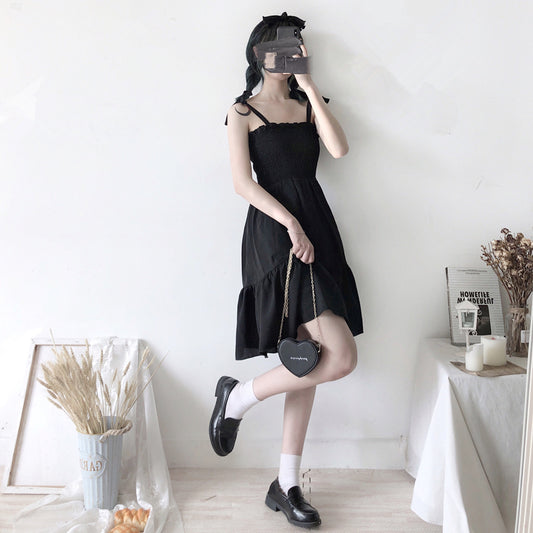 Fashion black sleeveless dress yv43277
