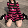 Punk hollow striped sweater yv31191