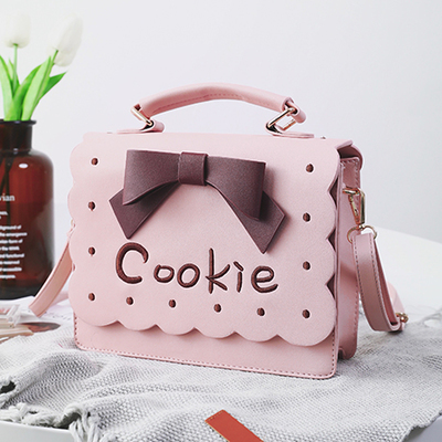 Pink/brown bowknot embroidery bag YV1505