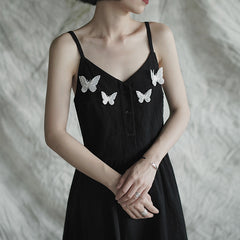 Fashion butterfly decoration black dress yv43248