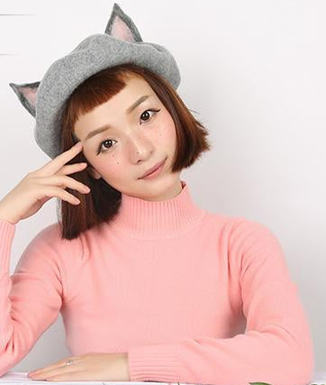 Cute handmade woolen rabbit girl ear cap YV16034