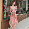 Pink Square Neck Floral Dress yv31481