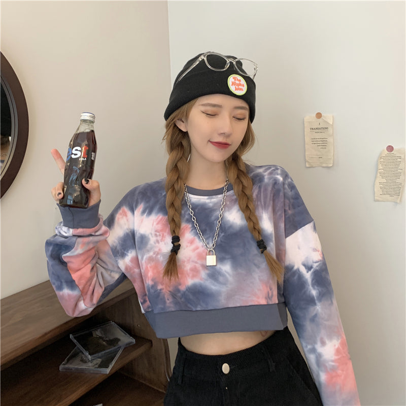 Korean loose tie-dye couple sweater YV43356